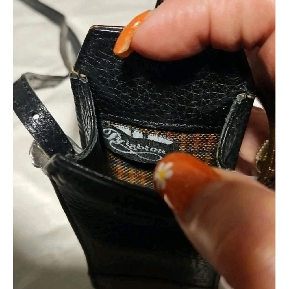Brighton Cell Phone Case Black Brown Leather‎ Purse Long Strap Crossbody